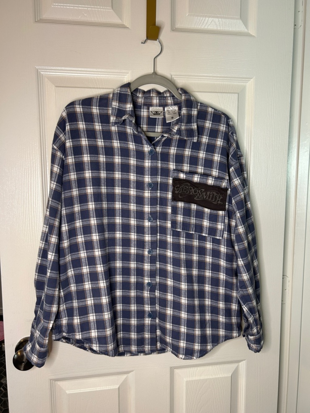 Aerosmith Plaid Button-Up Band Shirt with Chest/Back Patch